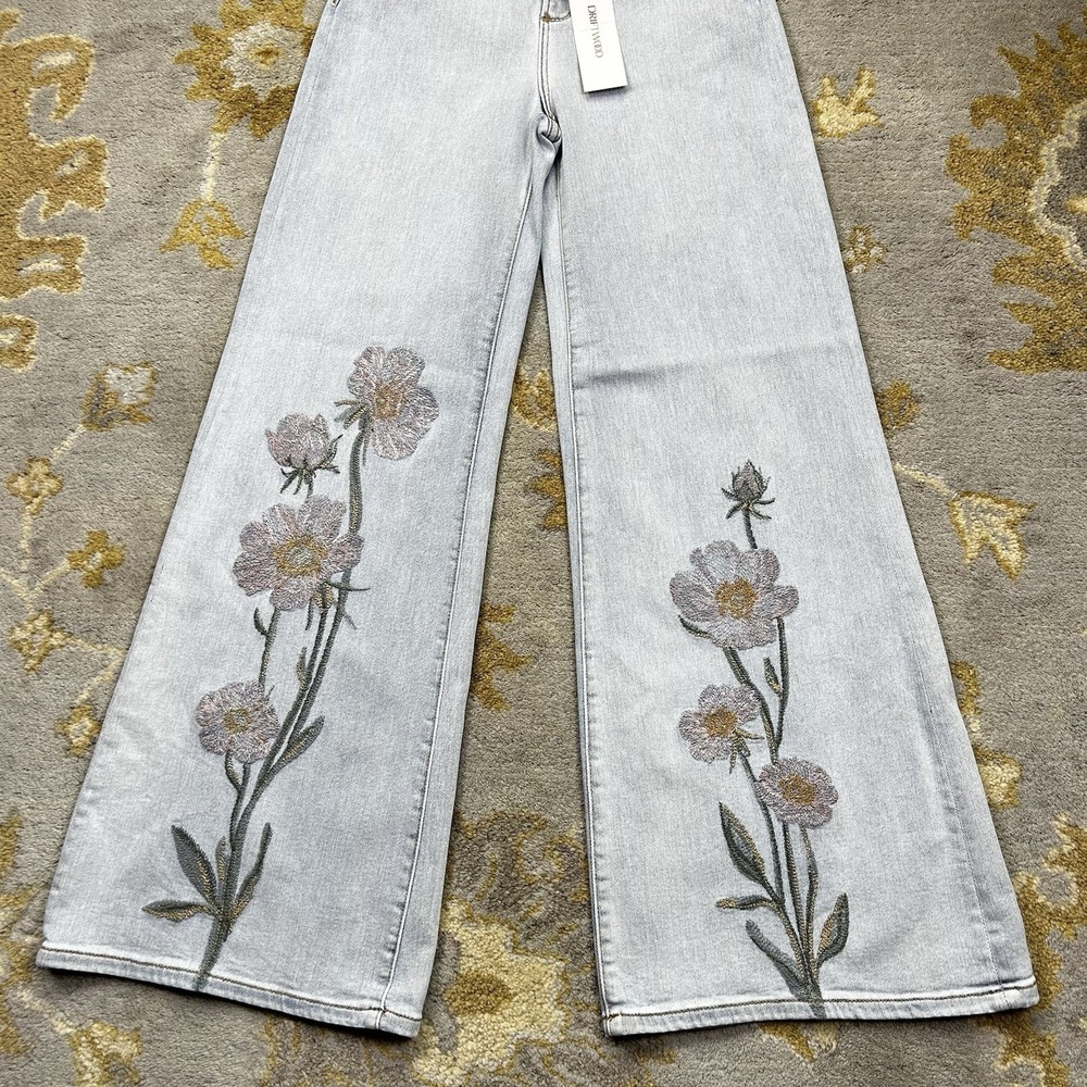 Driftwood Penelope Flare Leg Jeans Women's 26x32 Floral Embroidered Denim Boho - Picture 2 of 10